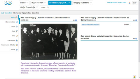Inicio del sitio de interacción Red Social Olga y Leticia Cossettini