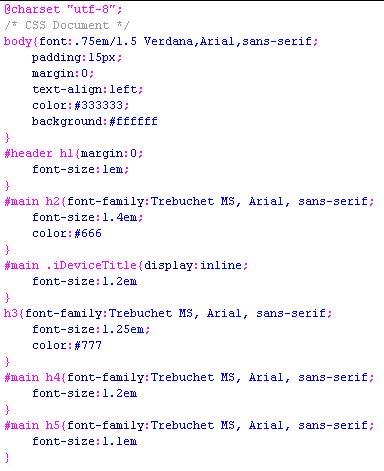 Atributos de estilo de texto declarados en un archivo CSS